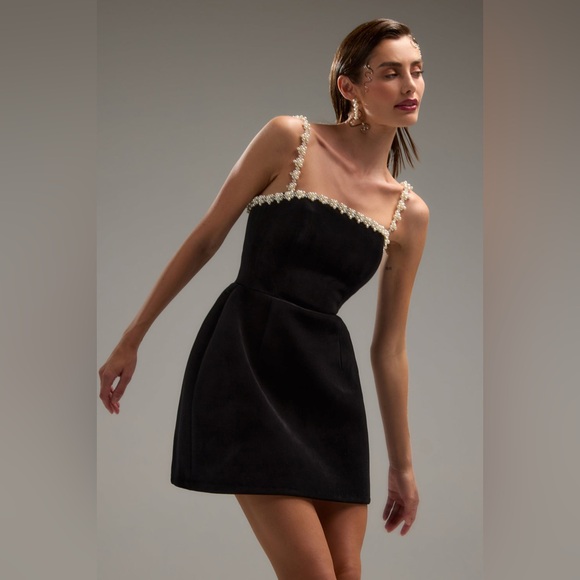 Nadine Merabi Em Velvet Black Dress - Picture 5 of 9